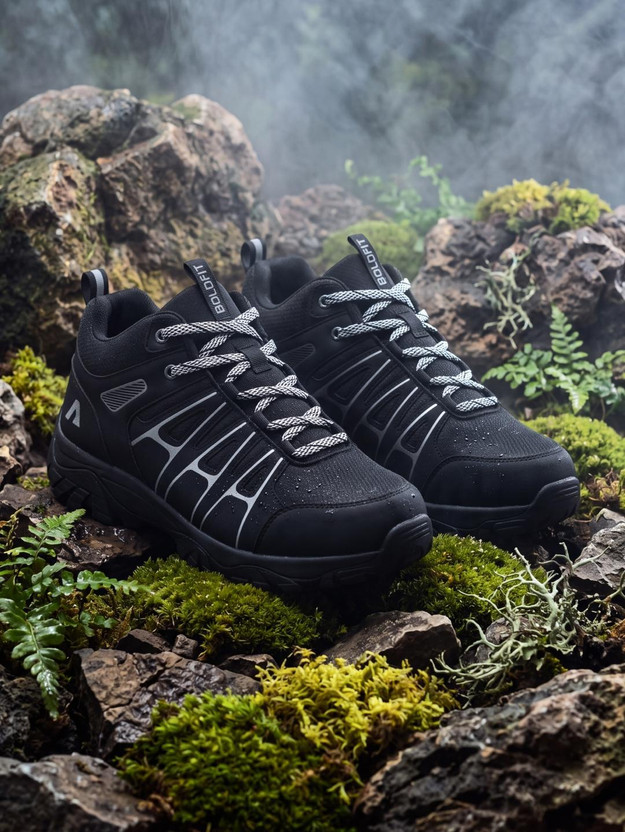 BOLDFIT HIGHLANDER Trekking & Outdoor Exploration Shoes for Men|Lightweight Outdoors For Men(Black , 11)