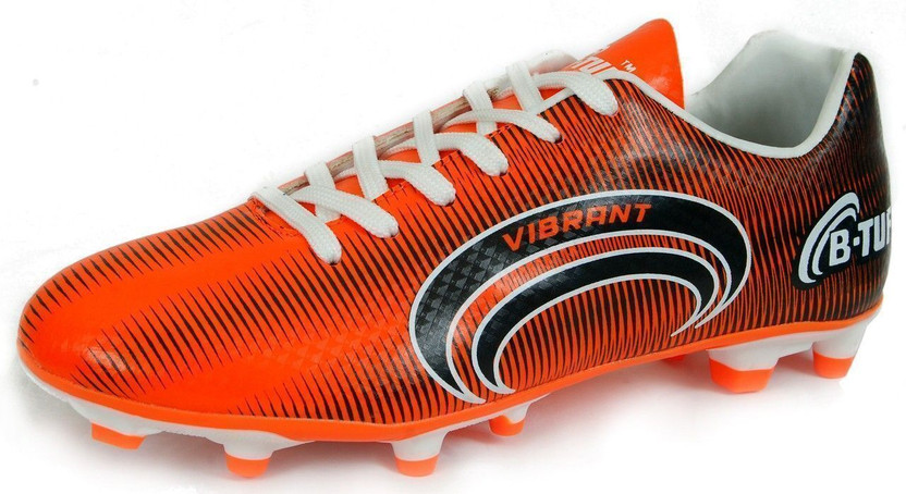 B-Tuf Football Boots 13-Studs TPU Sole High Grip for Boys Girls Kids VIBRANT Pro Football Shoes For Men(Orange, Black , 4)