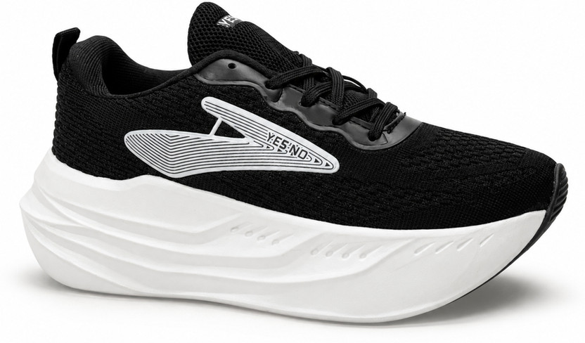 Yes'No Lightweight Mesh Lace-Up Men's Sports/Running Shoes | Slip-On for Daily Wear Sneakers For Men(Black , 10)