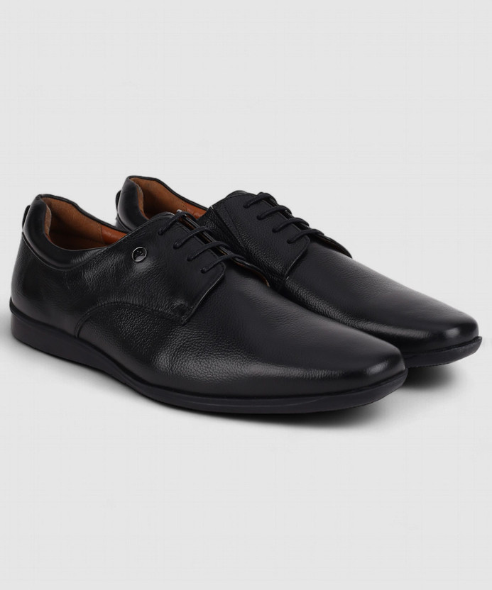 LOUIS PHILIPPE Premium Leather Breathable Anti-Slip Flat Heel Formal Derby For Men(Black , 6)