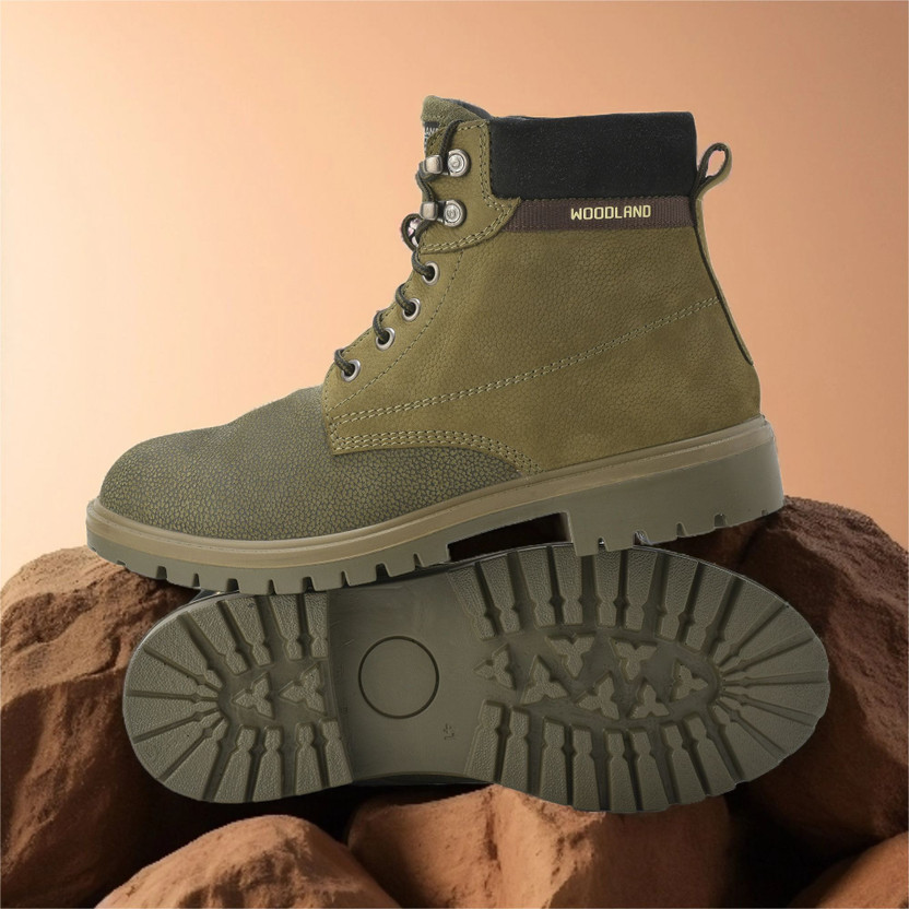 WOODLAND Outdoor Durable Comfortable Everyday High Ankle Boots For Men(Olive , 9)