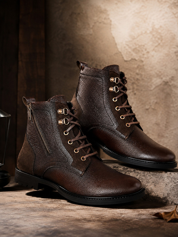 Allen Allen Cooper Genuine Premium Leather Luxury High-Top Ankle Boots For Men(Brown , 9) - Flipkart Deal