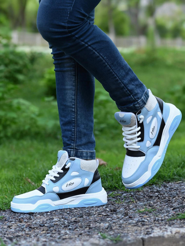 Knoos High Top Shoes Sneakers For Men(Blue , 9)