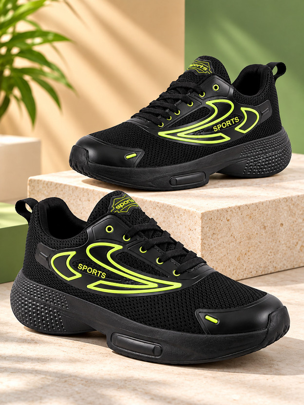 DUCKINS Men’s Sports Shoes | Stylish Lightweight Outdoor Running Walking Shoes for Men Outdoors For Men(Black , 8)