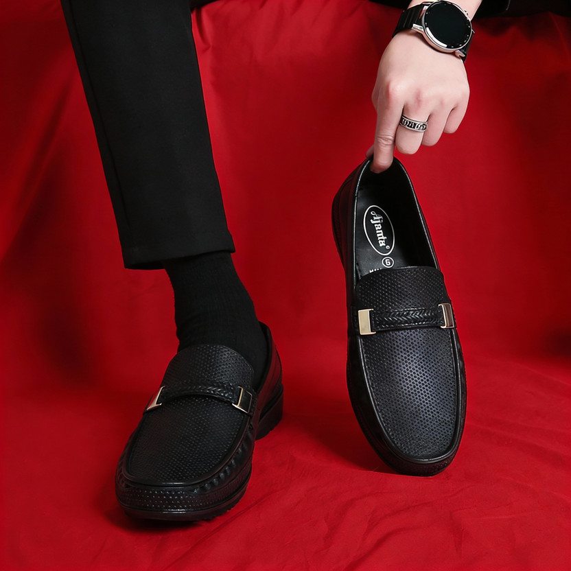 AJANTA Loafer Shoes, Lightweight Moccasin for Office & Casual, Waterproof Loafers For Men(Black , 7)