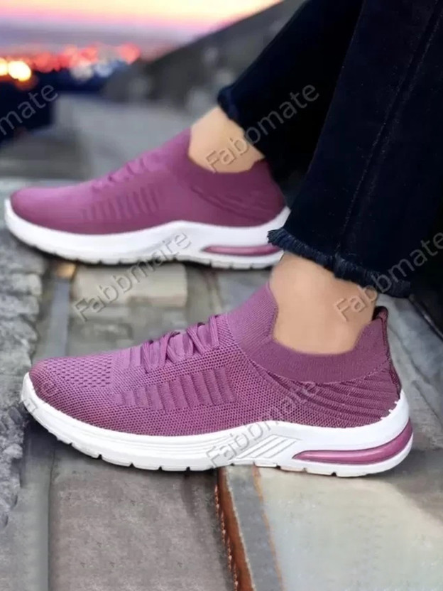 Fabbmate Trendy Sports,Walking - Memory Foam Running Shoes For Women(Purple , 7)