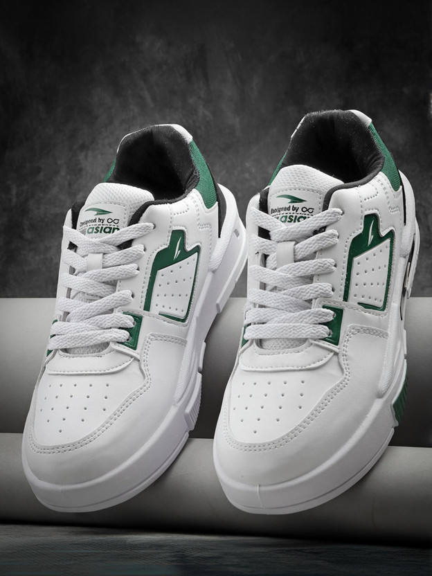 asian Casual Sneaker Shoes for Men | Soft Cushioned Insole || Mexico-02 Sneakers For Men(White, Green , 10)