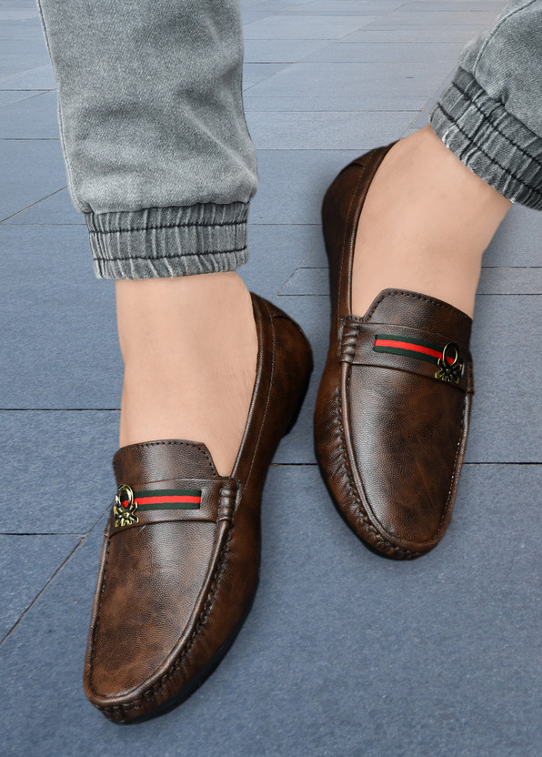 Kelvir Stylish Casual Wedding Partywear Formal Sports Shoes For men's Loafers For Men(Brown , 9)