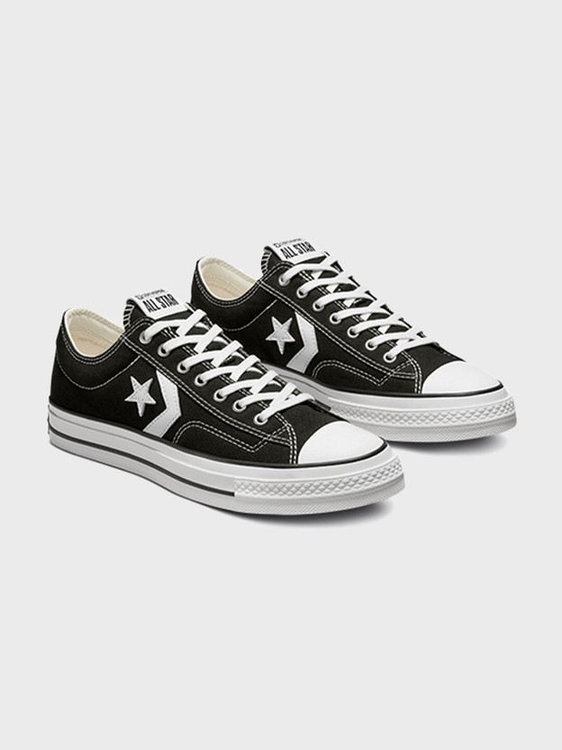 Converse Unisex Star Player 76 Premium Canvas Low Top Sneakers For Men(Black , 10)
