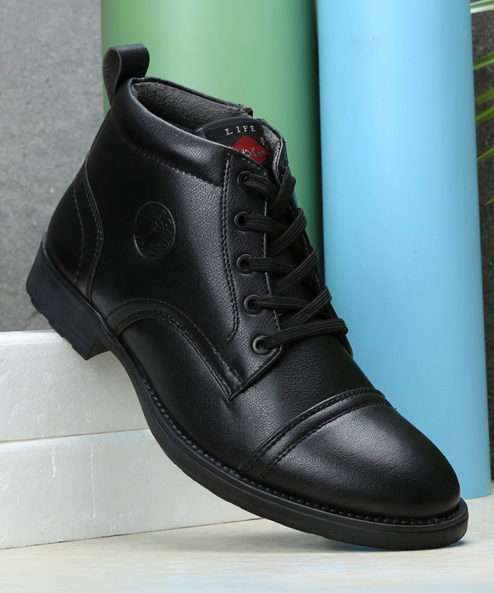 Field Care Mens Mid-top Comfort Uniform Casual Padded Cushioned Army Uniform Style Shoes Boots For Men(Black , 5)