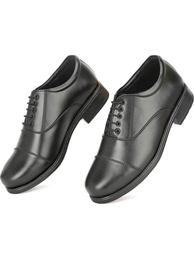 KATENIA Lightweight Faux Leather and Oxford Police Shoes Oxford For Men(Black , 10)
