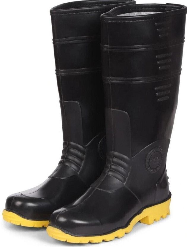 DUCKBACK Men's Black PVC Industrial Purpose Super Safety/Welsafe Gum Boots Boots For Men(Black , 10)