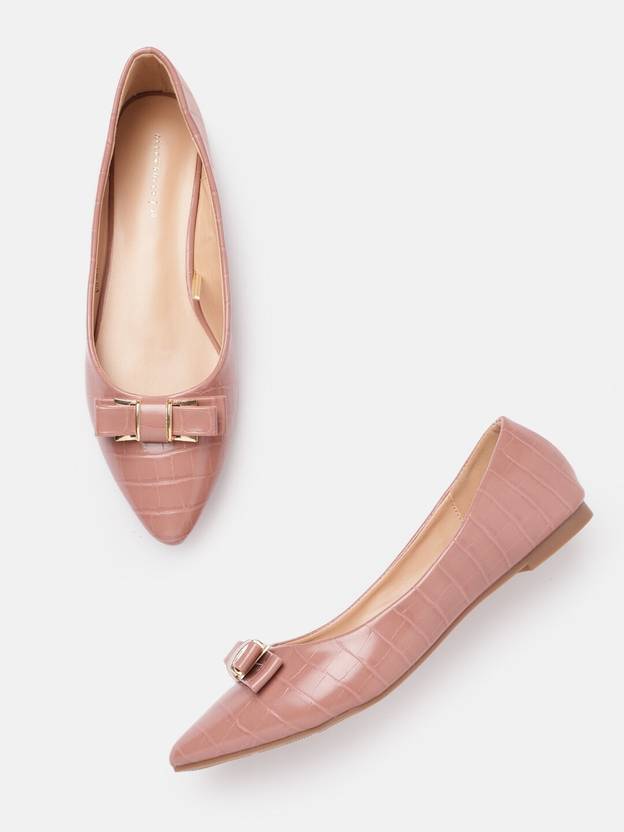 Allen Solly Allen Solly Women Dusty Pink Croc Textured Ballerinas with