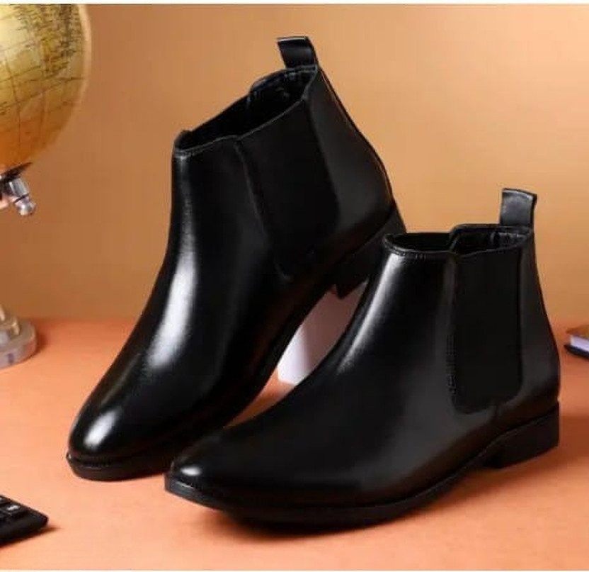 Ivaan Ivaan Men Casual Comfortable Chelsea Slip-On Outdoor Synthetic Leather Boots For Men(Black , 8) - Flipkart Deal