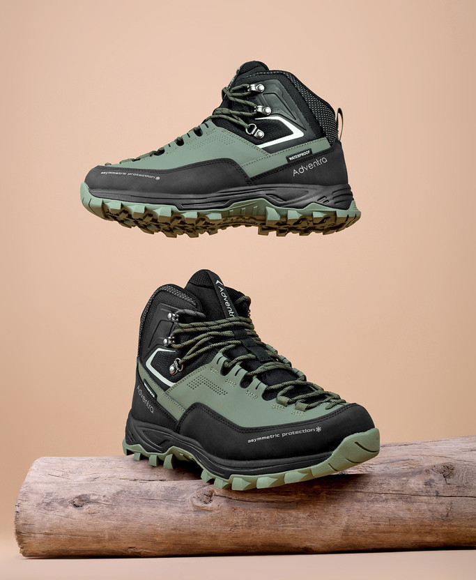 ADVENTRA SPORTS Men’s Warm & Waterproof Winter Hiking Boots | Mid Ankle Outdoor Trekking Boots Outdoors For Men(Green , 6.5)