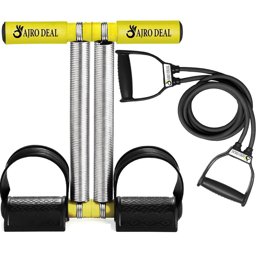 AJRO DEAL Double Spring Waist & Tummy Trimmer & Toning Band for Stretching, Home Fitness Ab Exerciser(Yellow, Black)
