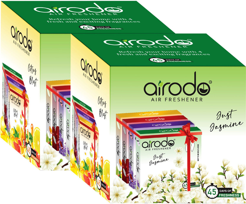 AIRODO Magic Rose, Citrus Blosy, Just Jasmine, Lovely Lavender Blocks Air Freshener Blocks For Bathroom And Toilet | 24H Protection(8 Units)