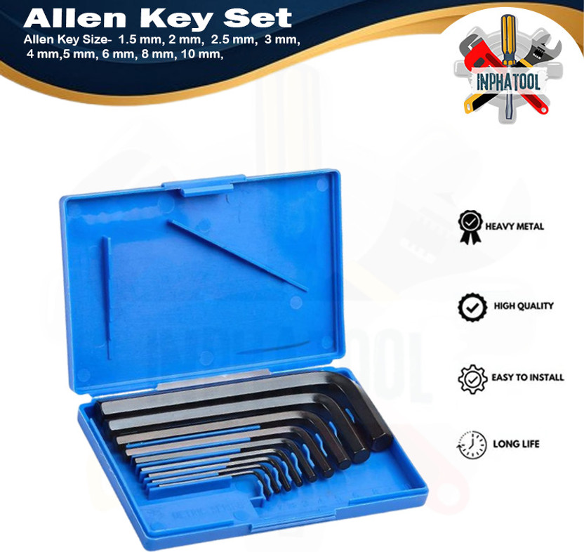 INPHATOOL 9pc Allen_ Key Kit Wrench L Shape Repair Tool Set for Bike/Bicycle/Cycle/Guitar Allen Key Set