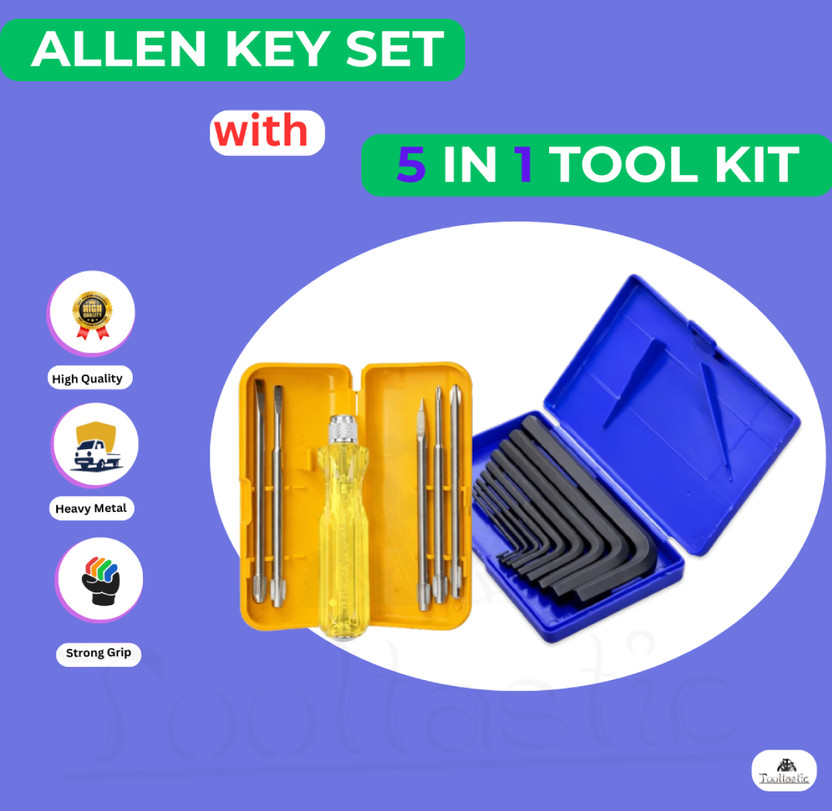CricutCraft KM2X -9 Pcs Allen Key Set For Bike/Cycle/Guitar with 5 Pcs Screwdriver Set Allen Key Set