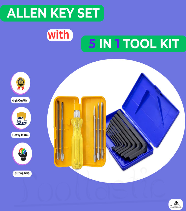 CricutCraft KM2F -9 Pcs Allen Key Set For Bike/Cycle/Guitar with 5 Pcs Screwdriver Set Allen Key Set