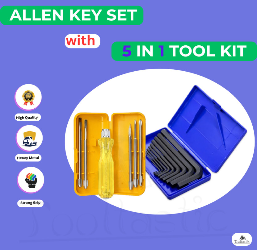 CricutCraft KM2U -9 Pcs Allen Key Set For Bike/Cycle/Guitar with 5 Pcs Screwdriver Set Allen Key Set