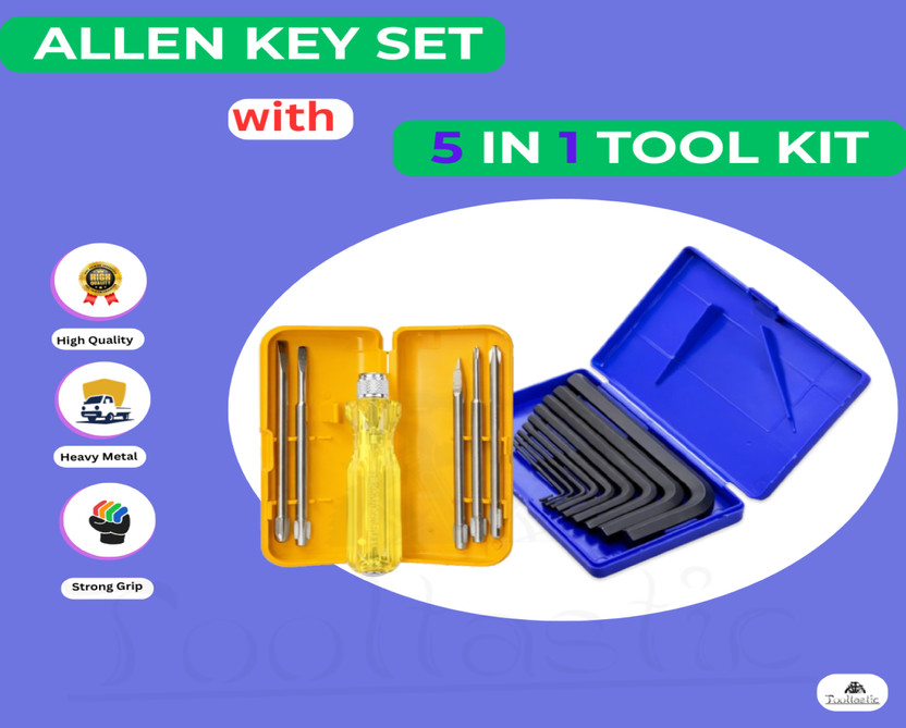 CricutCraft MT2A -9 Pcs Allen Key Set For Bike/Cycle/Guitar with 5 Pcs Screwdriver Set Allen Key Set