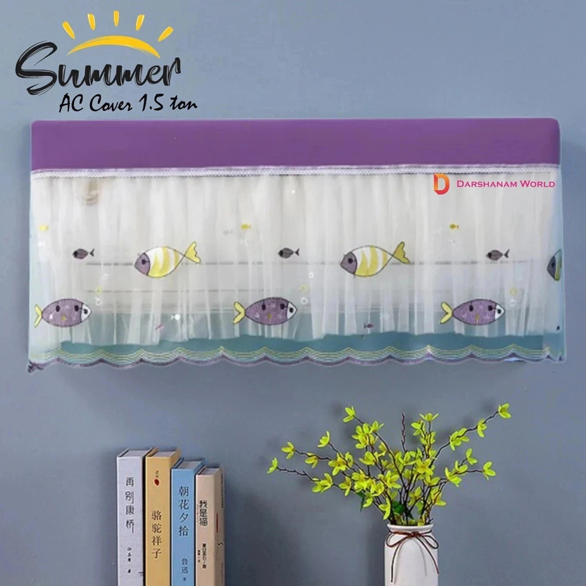 DARSHANAM WORLD Air Conditioner  Cover for 1.5 Ton(Width: 97 cm, PURPLE)