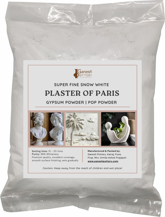 Ganesh Pottery Plaster of Paris (POP/Gypsum powder) for art & craft, for Sculptures, pot, 450gm