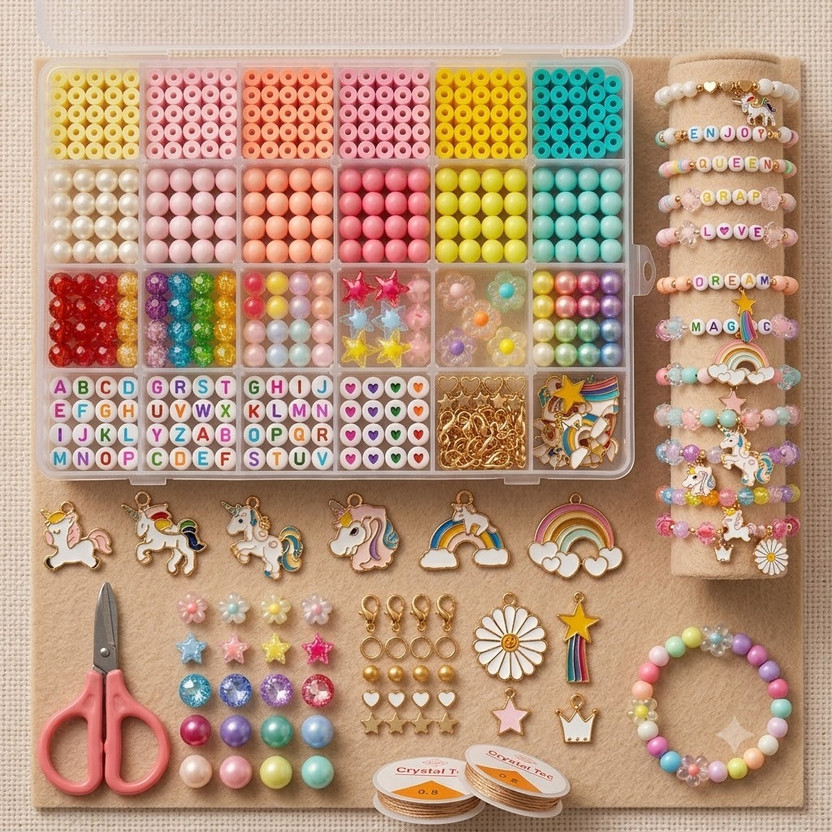 Varenza Varenza DIY Jewelry Making Kit with Colorful Beads, Unicorn Charms & Accessories - Flipkart Deal
