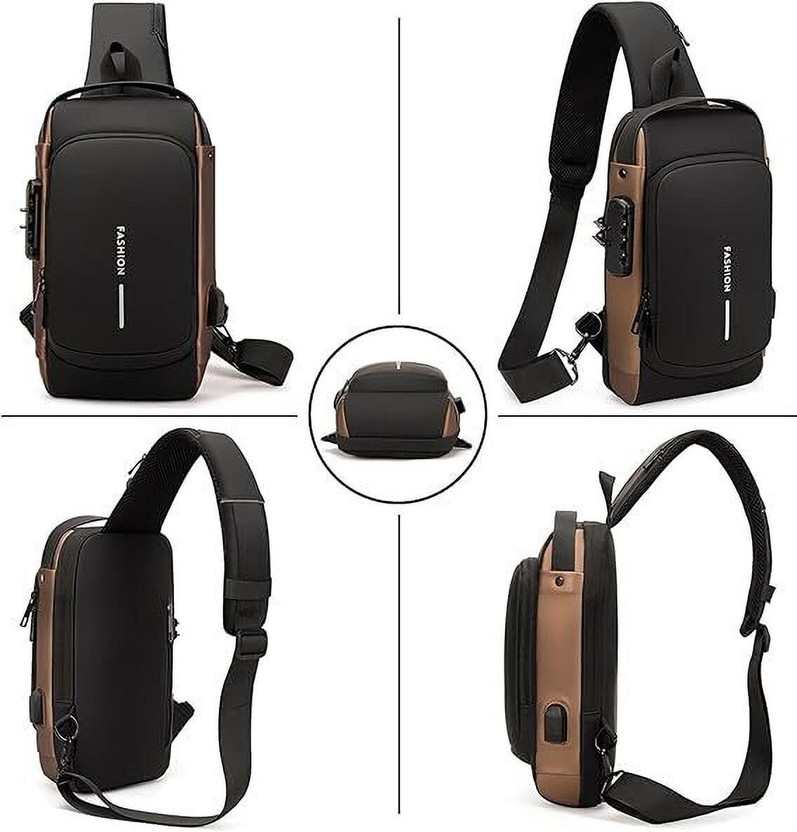 LIFE INDIA Shoulder Bag For Men Crossbody Bag Anti-Theft For Travel with USB Charging 5 L Laptop Backpack(Brown, Black)