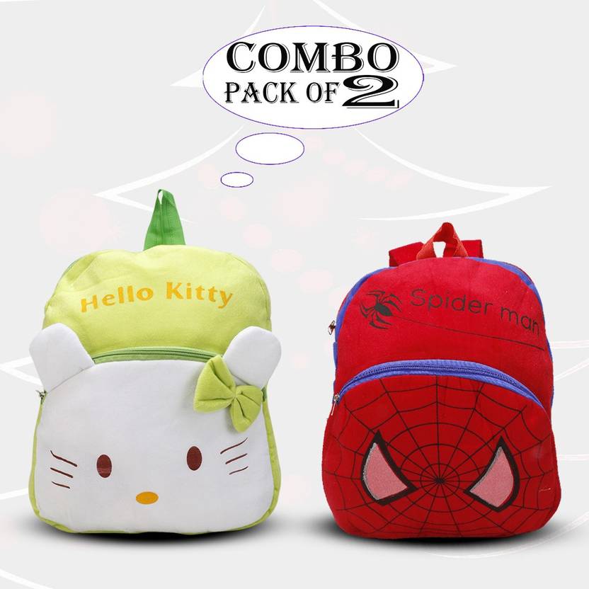 ARN Kids School Bag Combo Hello Kitty & Spiderman Cartoon Baby Boy/Girl