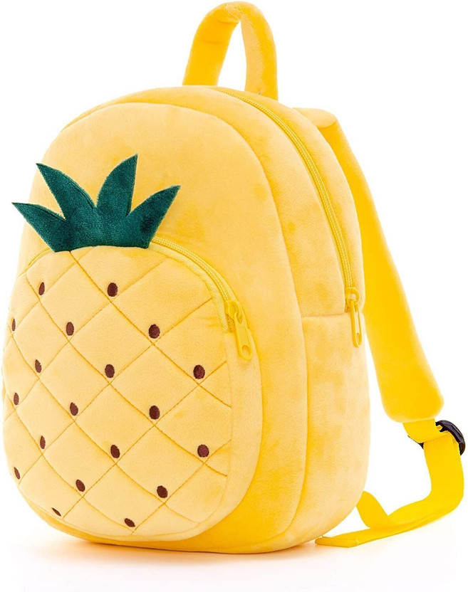 HappyChild Pineapple Toddler Plush Bag Kids for 2 to 5 year Child (10 L) School Bag(Yellow, Green, 10 L)