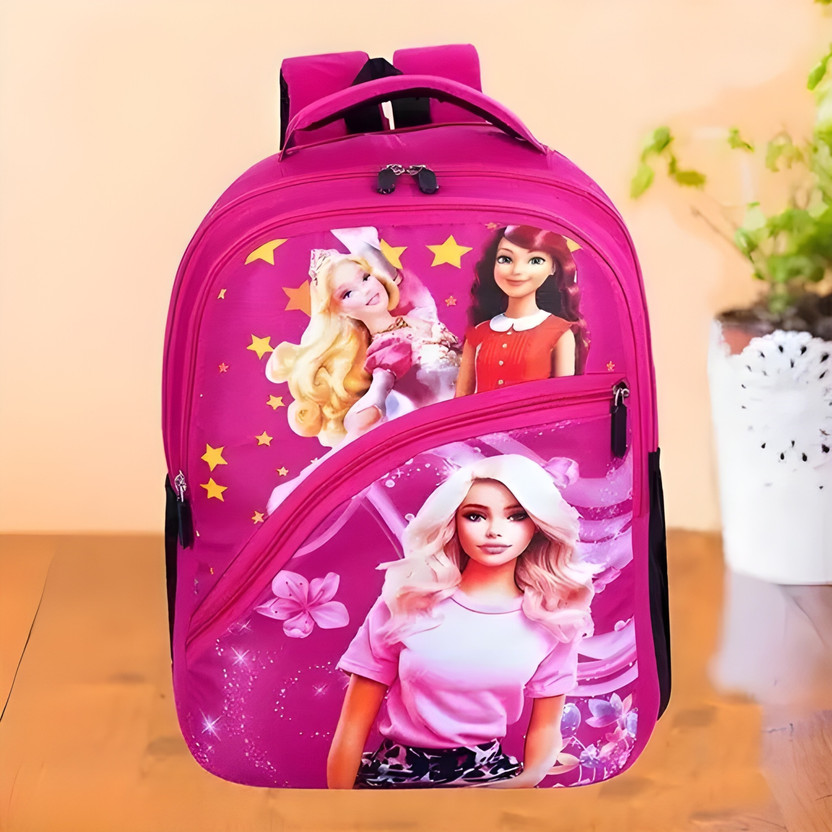 Akram garments Stylish Kids Cartoon School Backpack Bags for Baby Girls/Boys Waterproof School Bag(Pink, Multicolor, 22 L)