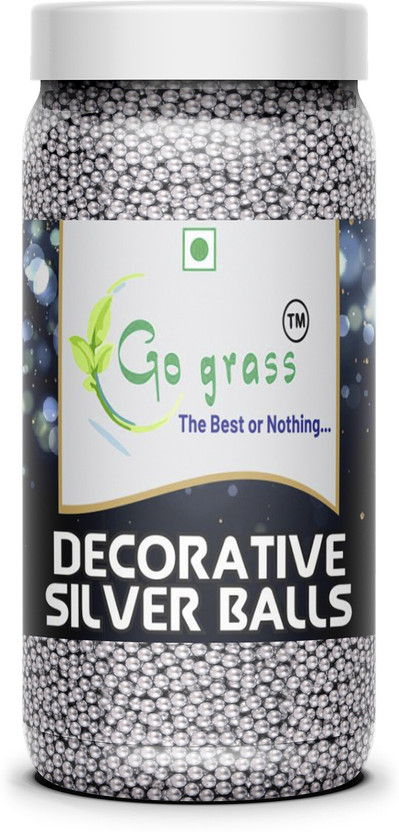 GO GRASS Silver Balls for Cake Decoration / CAKE SEASONING ( 100g) Sprinkles(100 g)