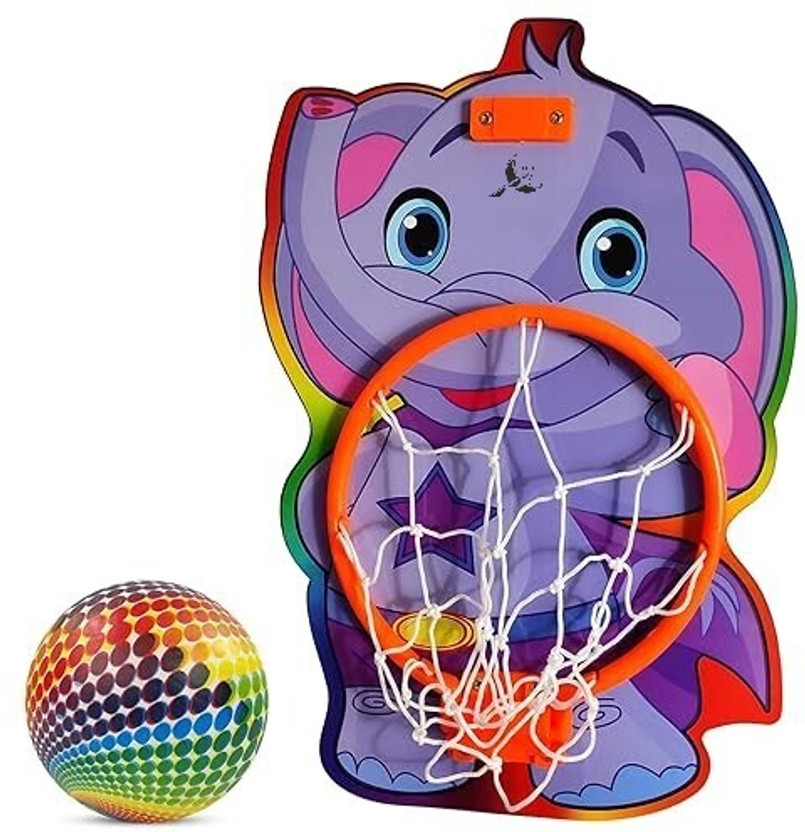 Koel Elephant Shaped Hangable Indoor/Outdoor Basket Board Kit| BasketBall Set | Basketball