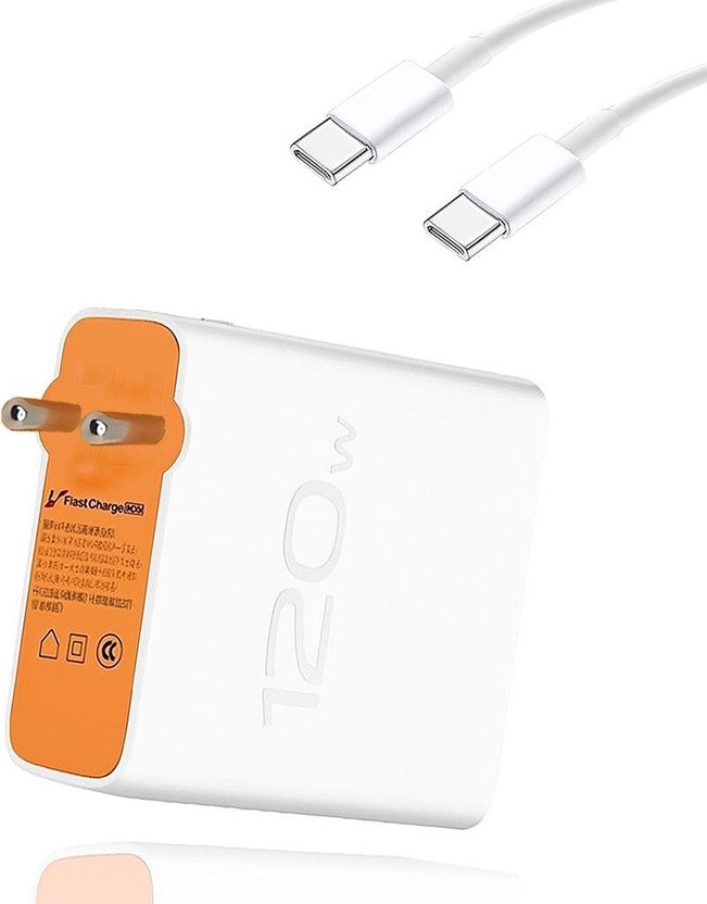 GaN Charger 120 W Quick Charge 6 A Wall Charger for Mobile with Detachable Cable(White, iqoo Neo 7,Neo 7 Pro,Neo 6,Neo 6 Pro, viv X90 Pro,X80,X80 Pro,X70,X70 Pro, Cable Included)