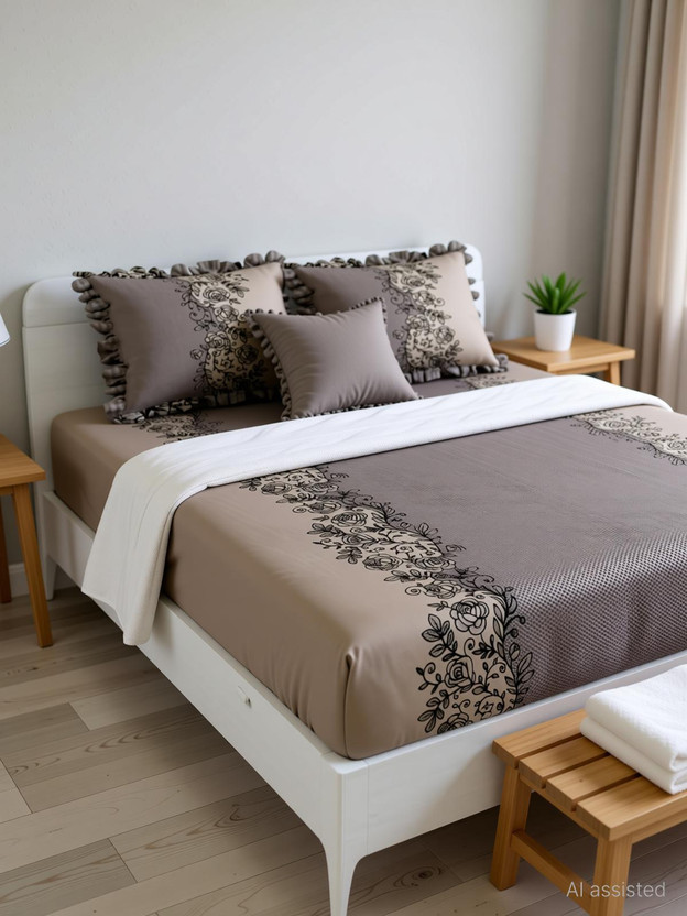 Dokarn Dokarn Cotton Blend Double Fitted (Elastic) 280 TC 3D Printed 1 Bedsheet with 2 Pillow Covers(Multicolor) - Flipkart Deal