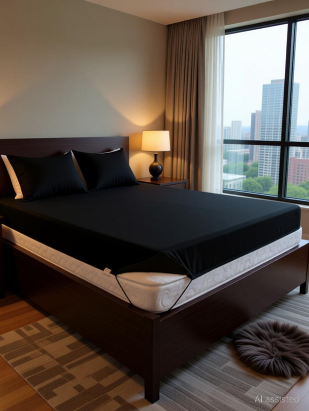 Paaroots Paaroots Polycotton King Fitted (Elastic) 1 TC Solid 1 Bedsheet(Black) - Flipkart Deal