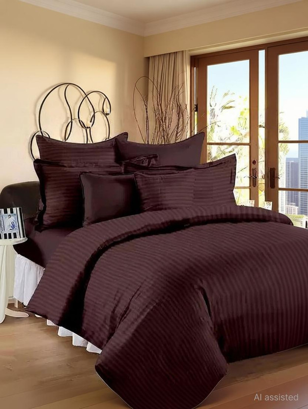 Comfowell Comfowell Satin Double King Sized Bedding Set(Brown, 1 PCS DOUBLE BED COMFORTER;1 DOUBLE BEDSHEET WITH 2 PILLOW COVER) - Flipkart Deal