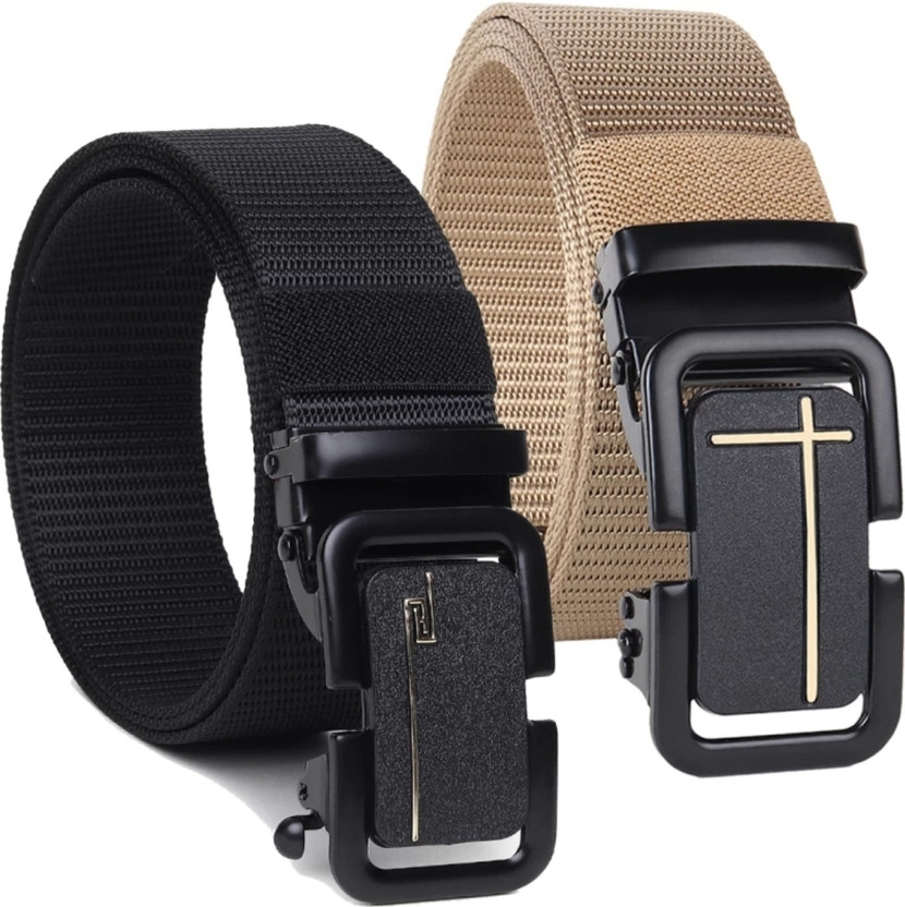 ShopGlobal ShopGlobal Men Black, Beige Nylon Belt - Flipkart Deal