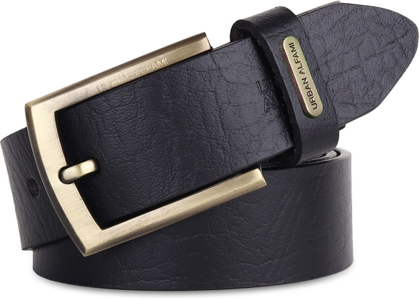 URBAN ALFAMI Men Black Genuine Leather Belt