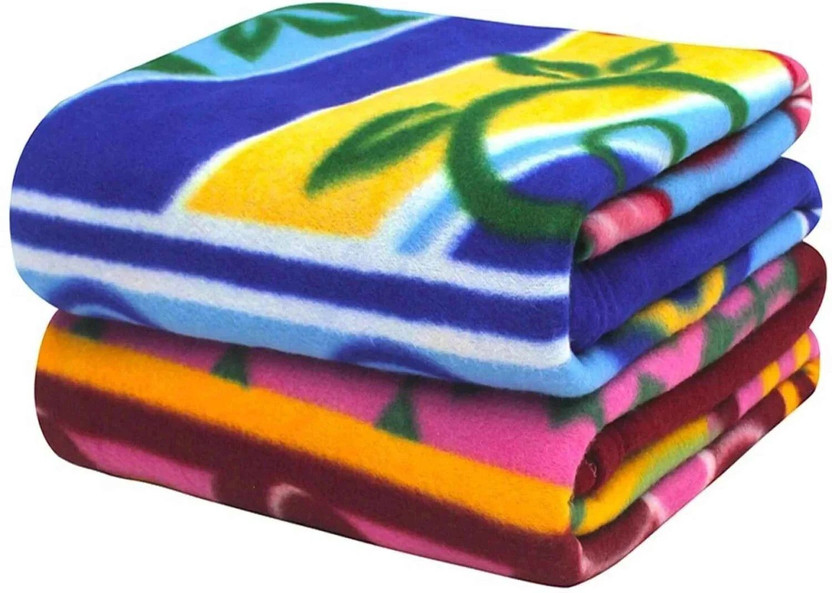 AGIDECOR Floral Single Fleece Blanket for  Heavy Winter(Microfiber, Pack of 2)