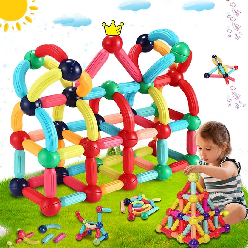 RAINBOW RIDERS Magnetic Sticks 32 pcs Building Blocks for Kids(Multicolor)