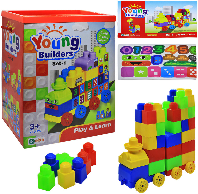 Ekta Young Builders Set-1 Blocks & Bricks Toy Game(Multicolor)