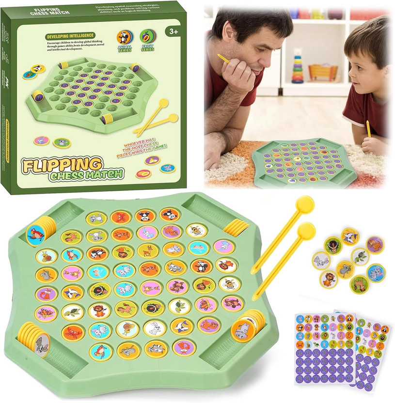 CountryLink Flipping Chess Match Board Game for Kids Fun Strategy Indoor Family Game Set Board Game Accessories