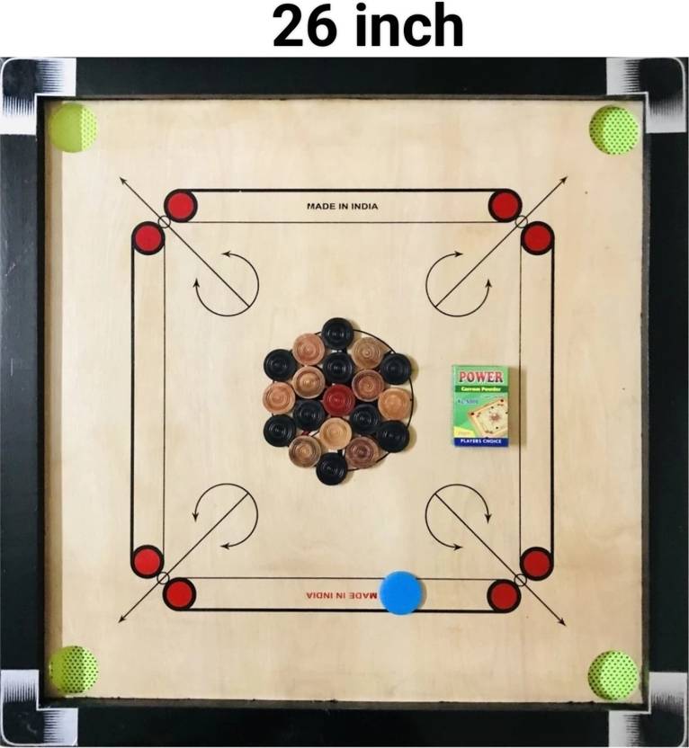 PROFFESIONAL wooden Carrom Board With Wooden Coins, Carrom Powder(Size