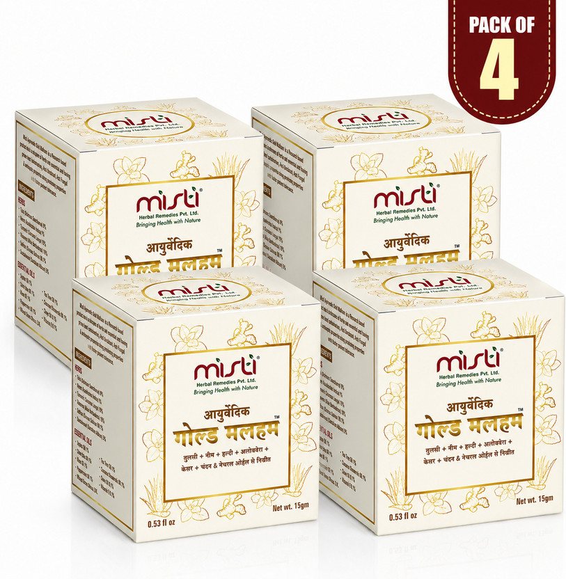 Misti Herbal Remedies Private Limited Ayurvedic Gold Malam for Itching, Acne, Boils, Allergy, Burn Scars, Ring Worms - Pack Of 4(60 g)