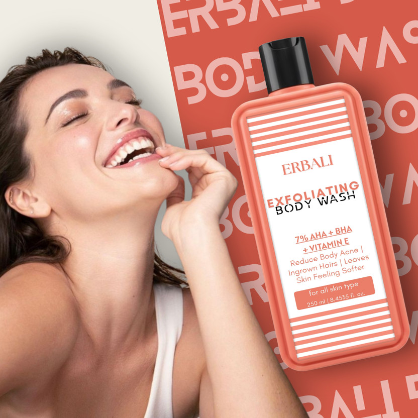 Erbali Dermatology Inspired 7% AHA + BHA Body Wash for Body Acne(250 ml)
