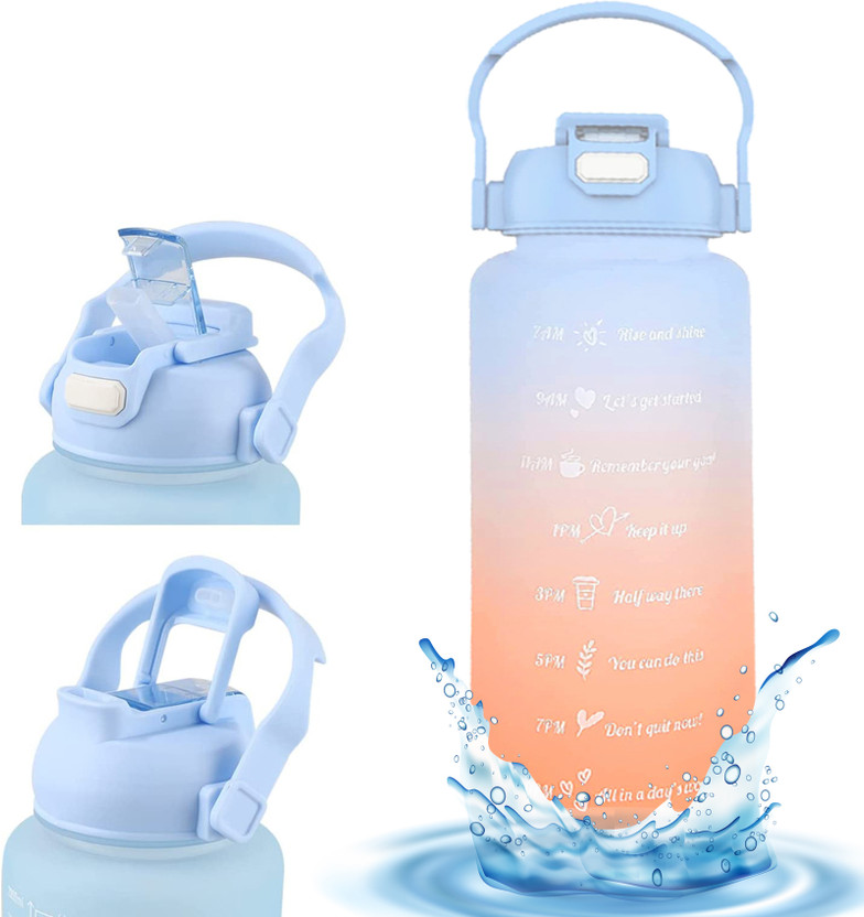 US1984 Sport Gallon Water Bottle BPA Free Gym Bottle, Motivational Bottle with Straw 2000 ml Plastic Bottle(Pack of 1, Blue)