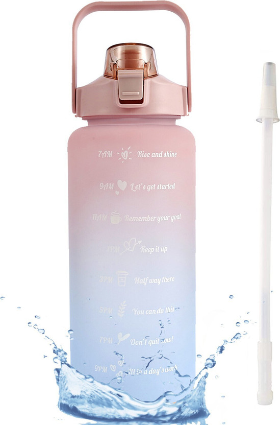 US1984 Motivational water Bottle with Straw, Sport Gallon Bottle, BPA Free Gym Bottle 2000 ml Plastic Bottle(Pack of 1, Red)